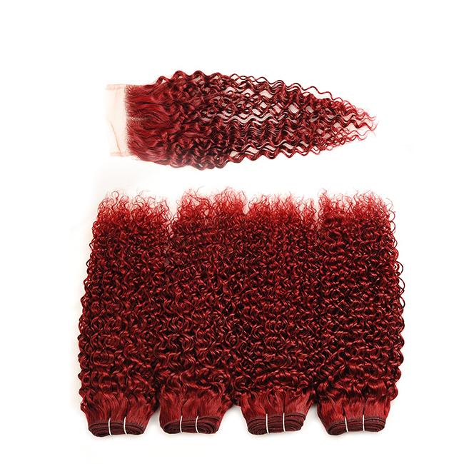 99j Red Curly Weave Hair Extensions Burgundy Natural Curly Hair