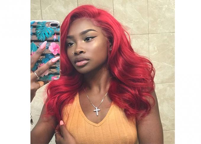 Brazilian Bright Red Straight Hair Bundles With Closure Can Be