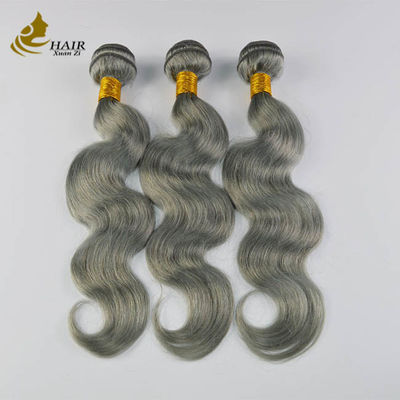 Grey Ombre Human Hair Extensions Bundles 26 Inch With Closure