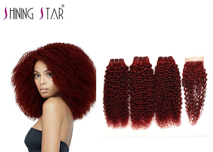 Remy Curly Hair Weave 99J Red Color Kinky Curly Human Hair ...