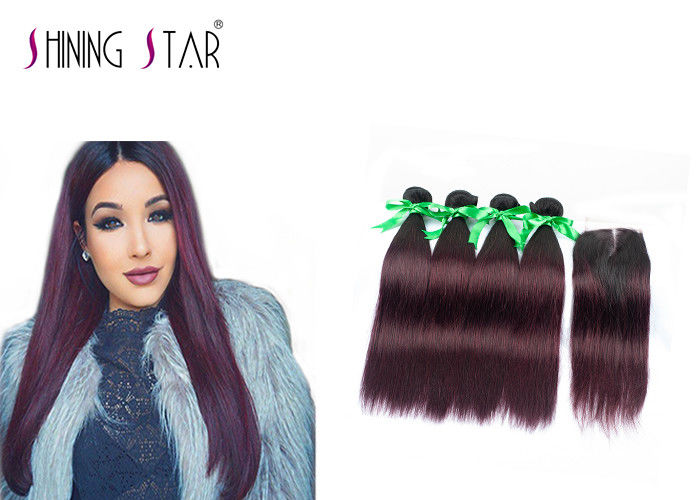 1b 99j Indian Straight Human Hair Weave Middle Part Indian Remy
