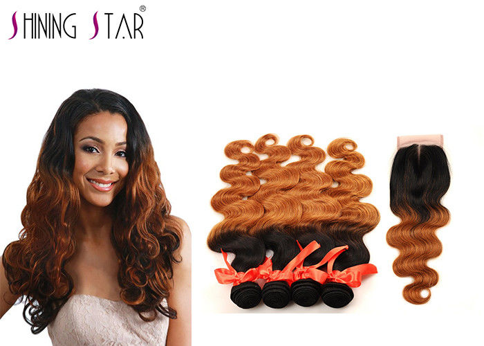 4 Bundles With Closure 1b30 Color Remy Body Wave Human Hair