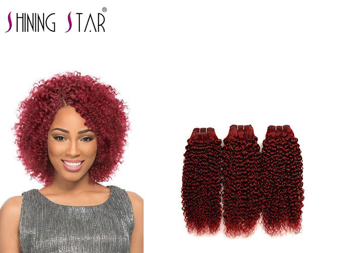 Burgundy 3 Bundles Kinky Curly Hair Weave For Women No Synthetic Mixed