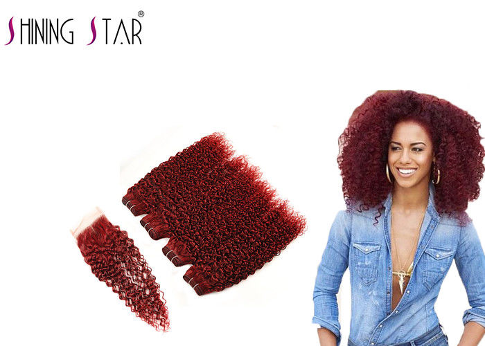 99j Red Curly Weave Hair Extensions Burgundy Natural Curly Hair