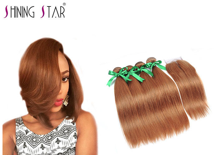 4 Pcs Brazilian Hair Bundles Weave And Closure 30 Gold Blonde
