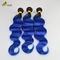 1B Blue Ombre Human Hair Extensions Body Wave Virgin Wavy