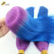 Customized Ombre Human Hair Extensions Bouncy Blue Green Colored