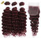 Ombre 99J Glueless Burgundy Wig Human Hair Extensions Deep Wave