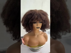 4# color African small curl front lace wig with bangs