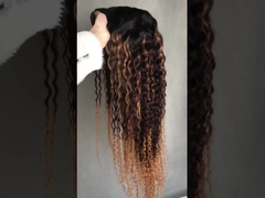 Wig Woman Long Curly Wave 1b/4/27 colored Human Hair U-Shaped Wig