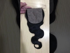 Pass The Needle Human Hair Lace Closure 4*4 Transparent Lace Body Wave Natural Black Closure