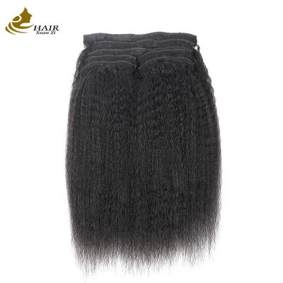 Natural Kinky Straight Clip In Hair Extensions Bundles 30 Inch OEM