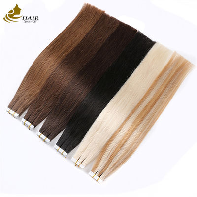 Remy Human Skin Weft Tape Hair Extensions Double Faced Russian Tape 8"-30" Length Customization