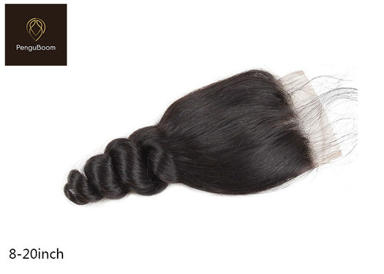 Loose Wave 35.56cm 14inch Remy Human Hair Closure Realistic Hair Line