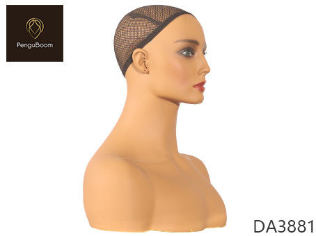 Natural Makeup Mannequin Head With Shoulders  Chocolate Color