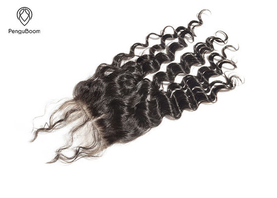 8A 4*4 Lace Loose Deep Wave Lace Closures , Peruvian Curly Hair Closure