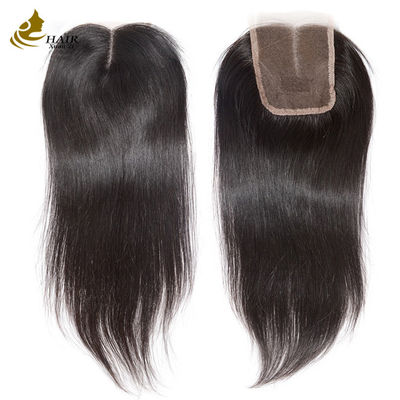 quality  Straight Hair Swiss Lace Frontal Closure 4x4 Natural Color Middle Part factory