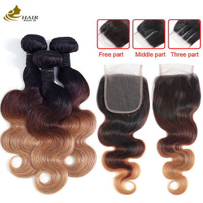 quality  1b 4/27 Curly Honey Blonde Brazilian Hair Extensions Ombre factory