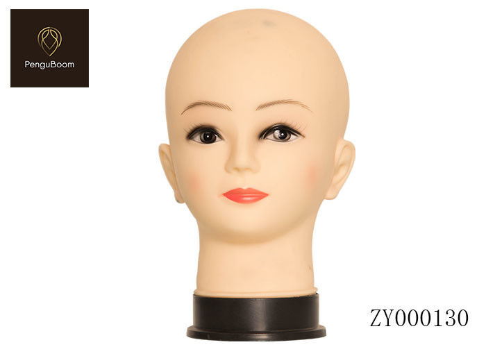 Soft Rubber Standing Bald Mannequin Head With Shoulders Eyelash