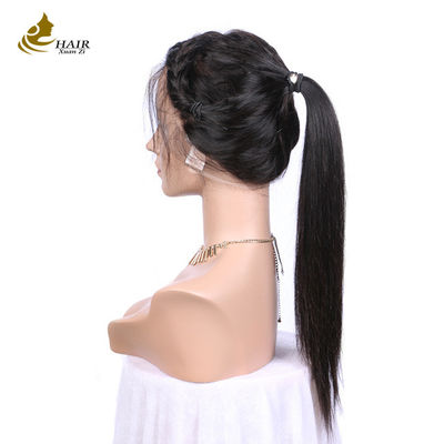 Customized Human Hair Front Lace Wig Natural Black Straight Human Hair Wig
