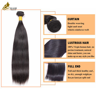 Silky Human Hair Straight Bundles Extensions Colored 1B Natural Black