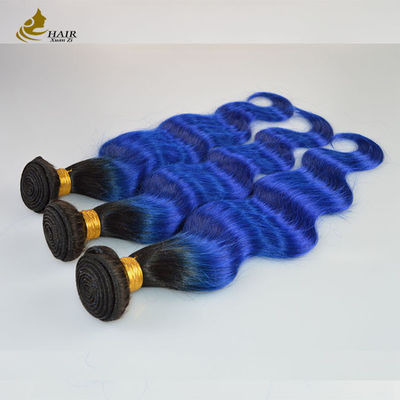 1B Blue Ombre Human Hair Extensions Body Wave Virgin Wavy