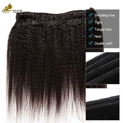 Peruvian Kinky Virgin Human Hair Bundles Extensions Straight