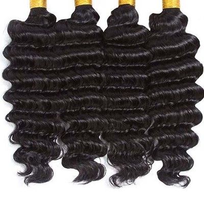 12A Grade Deep Wave Virgin Human Hair Bundles 95-100g With Closure Custom