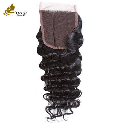 12A Grade Deep Wave Virgin Human Hair Bundles 95-100g With Closure Custom