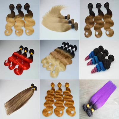 Indian Remy Ombre Human Hair Bundles Extensions Customized Colour