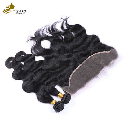 Ladies Remy Human Hair Extensions Bundles 100% Brazilian With Lace Frontal Closure