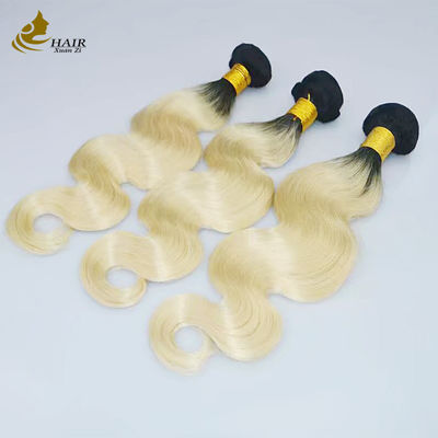 1B Blonde Ombre Human Hair Extensions Remy Weave Wig Bundles With Closure