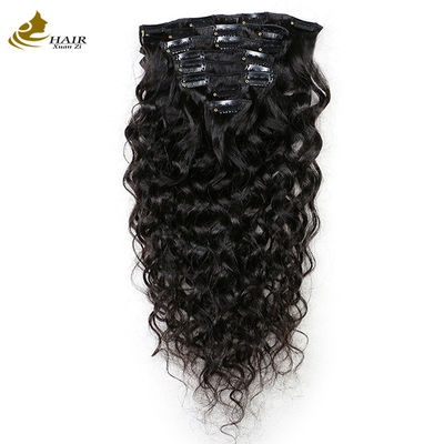 ODM Black Clip In Hair Extensions Deep Wave Quick Weave Lightweight