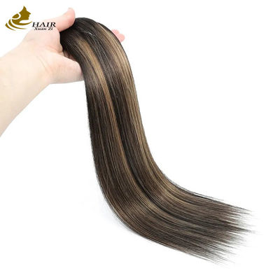 Straight Invisible Clip In Hair Extensions Human Ponytail Piano Color