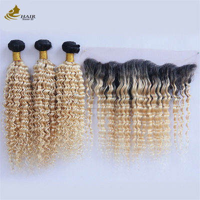 1B/613 Peruvian Brazilian Human Hair Bundle With Frontal Lace Closure