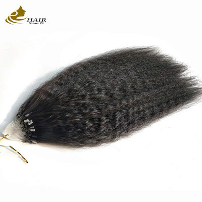 Kinky Straight Prebonded Nano Human Hair Extensions Natural Black 18inch