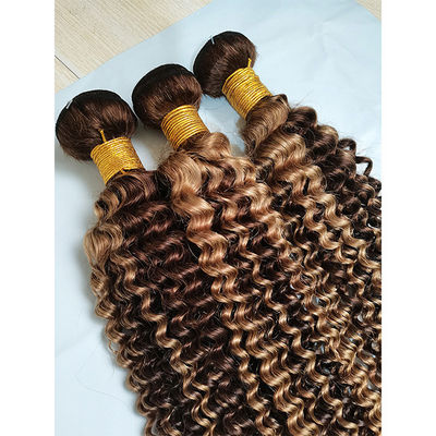 Kinky Curl Hair Bundles P4/27 Ombre Human Hair Extensions Hair Weft