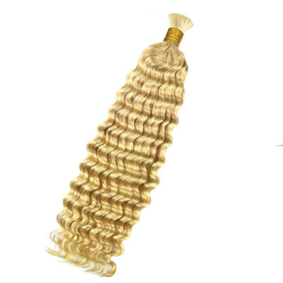 Double Drawn Deep Wave Human Hair Bulk For Braiding 613 Color Blonde