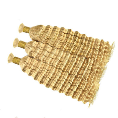 Double Drawn Deep Wave Human Hair Bulk For Braiding 613 Color Blonde