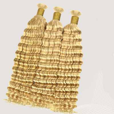 Double Drawn Deep Wave Human Hair Bulk For Braiding 613 Color Blonde