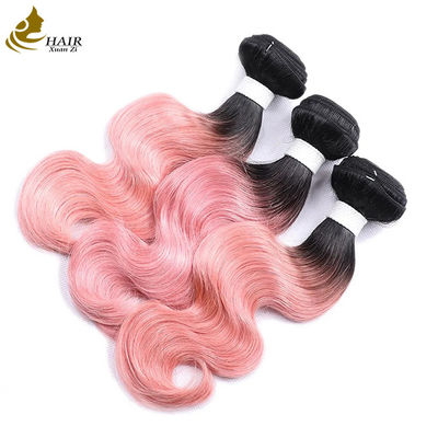 Factory Price Raw Indian Virgin Human Hair 1b/Pink Colored Body Wave Human Hair Bundle