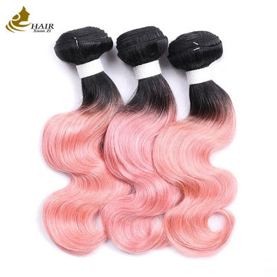 Factory Price Raw Indian Virgin Human Hair 1b/Pink Colored Body Wave Human Hair Bundle