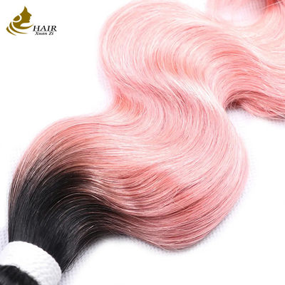 Factory Price Raw Indian Virgin Human Hair 1b/Pink Colored Body Wave Human Hair Bundle