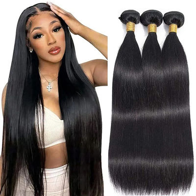 Hair Weft Human Virgin Remy Hair Bundle Straight Double Drawn Natural Black