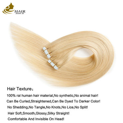 Remy Human Skin Weft Tape Hair Extensions Double Faced Russian Tape 8"-30" Length Customization