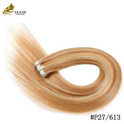 Remy Human Skin Weft Tape Hair Extensions Double Faced Russian Tape 8"-30" Length Customization