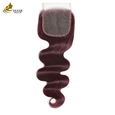 Virgin Ombre 99j Body Wave Human Hair Lace Closure With Baby Hair