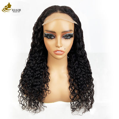 4*4 Frontal Lace Virgin Human Hair Natural Black Curl Wigs With Anti Slip Strips
