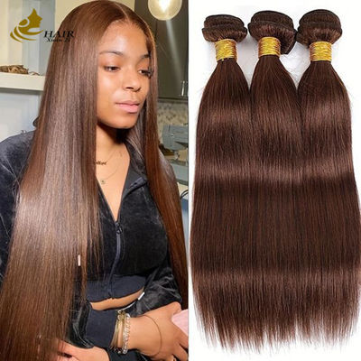 4# Color Chocolate Brown Straight Bundle Human Hair Bundles Weft