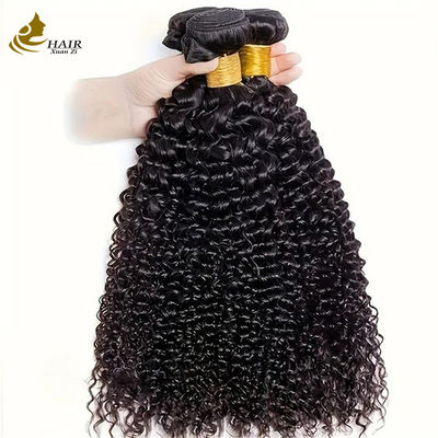Natural Black Kiny Curly Brazilian Human Hair Bundles Hair Extensions Weft